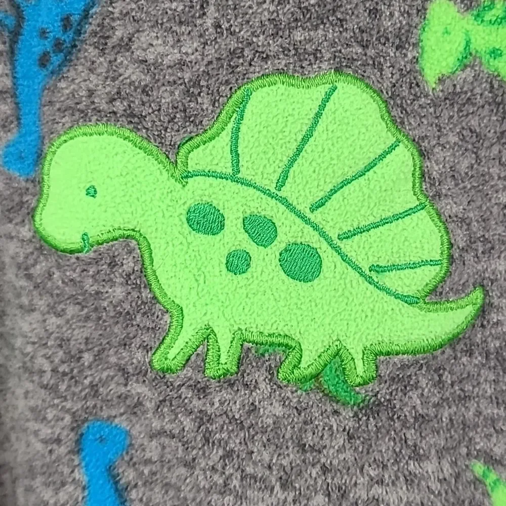 Carter's Boys 0-3M Soft Fleece Dinosaur Gray One-Piece PJ Footie Winter Pajamas